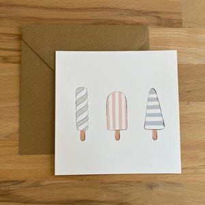 Carte "glaces", carte postale, été, décoration, papeterie