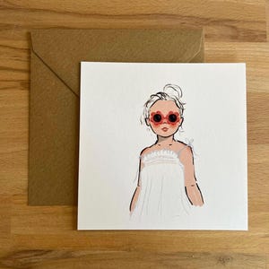 Carte postale illustrée, papeterie, dessin, carte été
