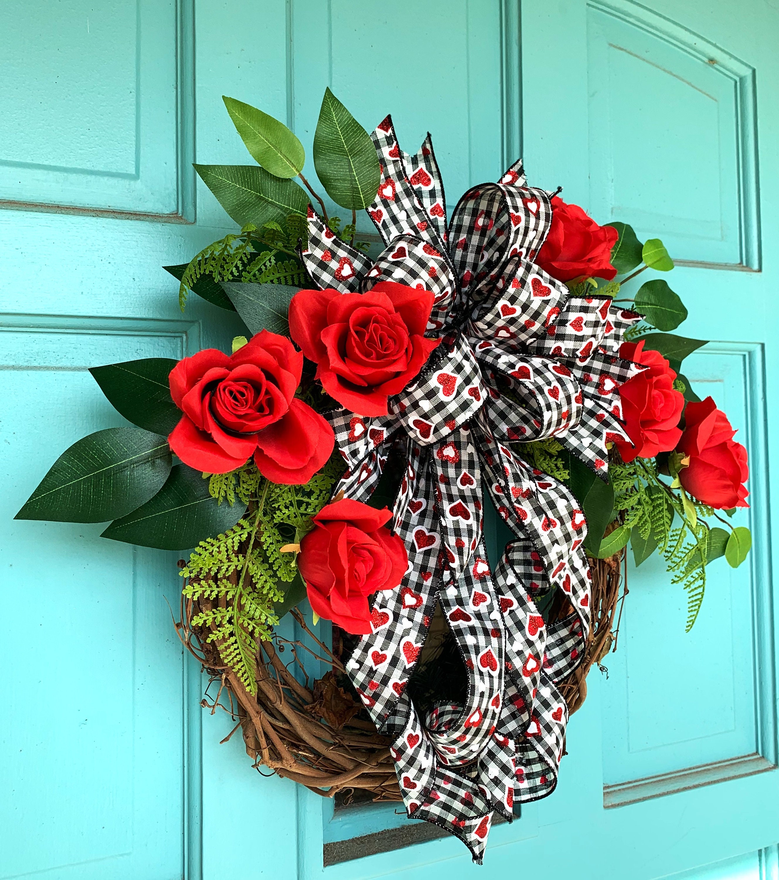 Valentines Day Wreath Valentine Wreath Red Rose Wreath Etsy