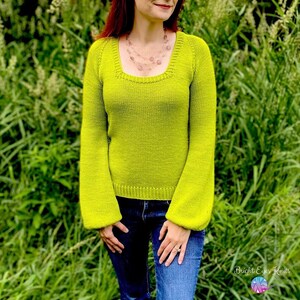 Kamaria Sweater Knitting Pattern (long sleeve, square neck, fitted)