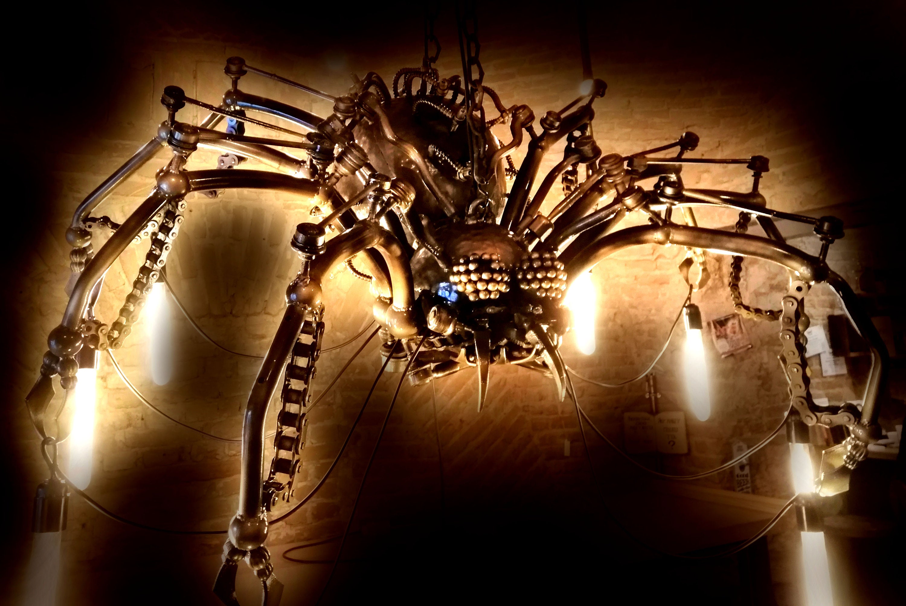 Steampunk spider lamp Edison spider Lamp in sculptures Etsy
