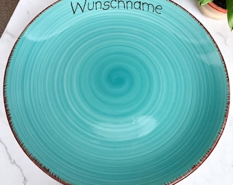 Personalisiertes Keramik-Müslischale Mit Namen – 0,65 L, 14 Cm Ø, Türkis | Spülmaschinenfest, Siebdruck, Made In Germany