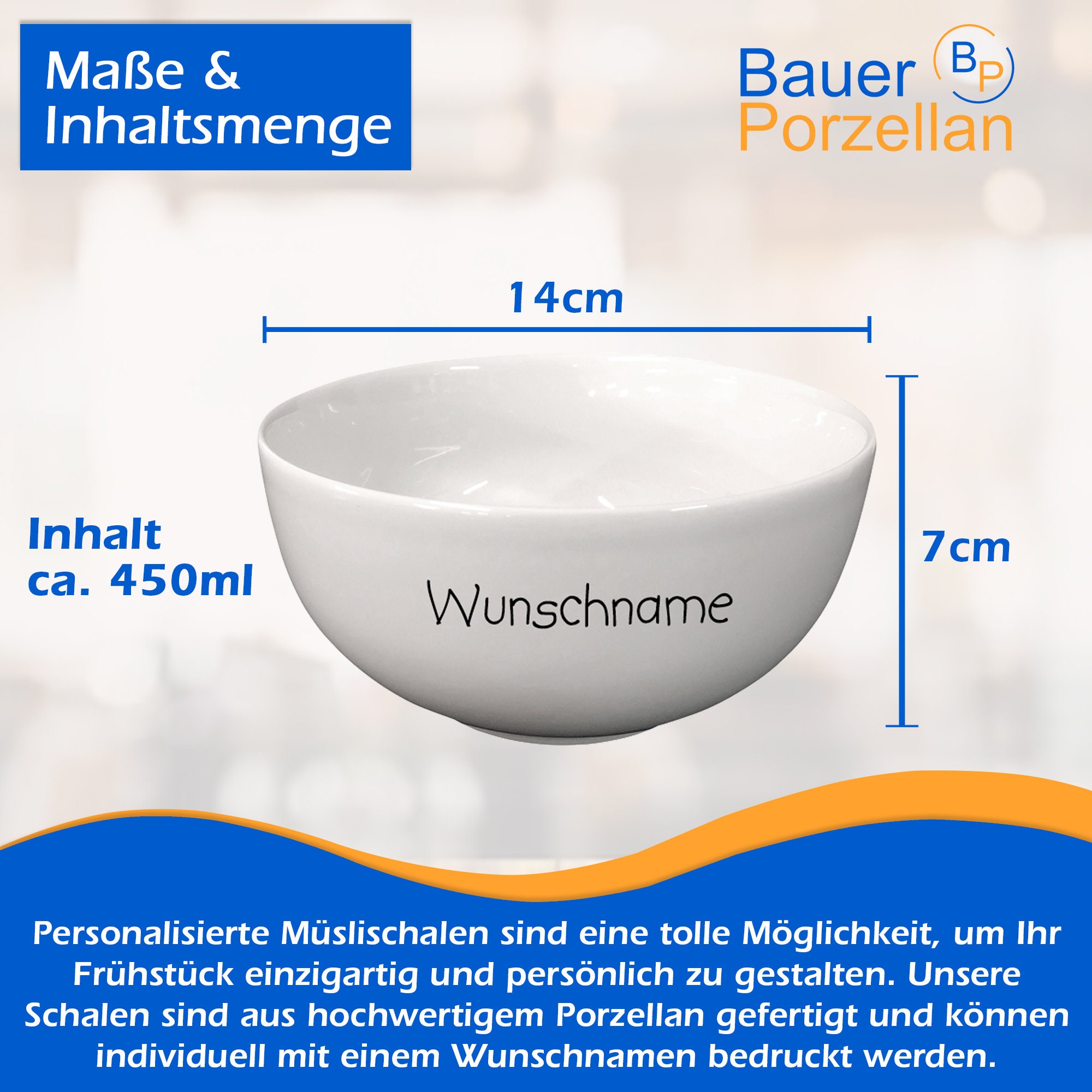 Personalisiertes Keramik-Müslischale Mit Namen – 0,65 L, 14 Cm Ø, Türkis | Spülmaschinenfest, Siebdruck, Made In Germany