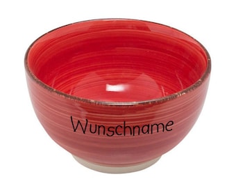 Müslischale Dessertschale Porridge Schale Schüssel Keramik Rot personalisierbar mit Wunschname Name Geschirr mit Namen personalisiert