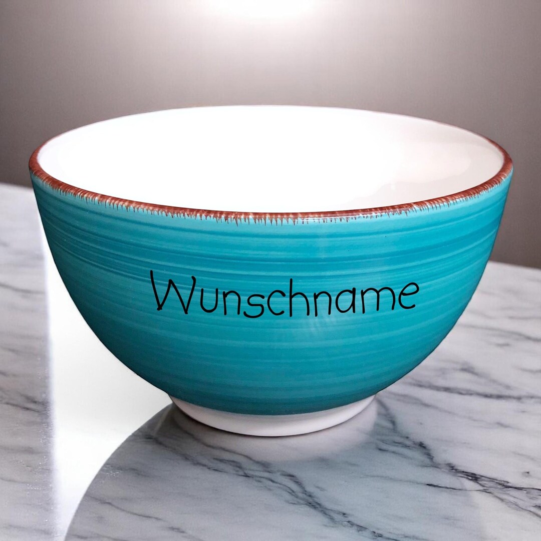 Personalisiertes Keramik-Müslischale Mit Namen – 0,65 L, 14 Cm Ø, Türkis | Spülmaschinenfest, Siebdruck, Made In Germany