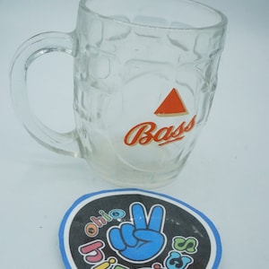 Vintage Bass Glass Mug/Cup Crown, Made From England, 3Inches Round, 4Inch Tall