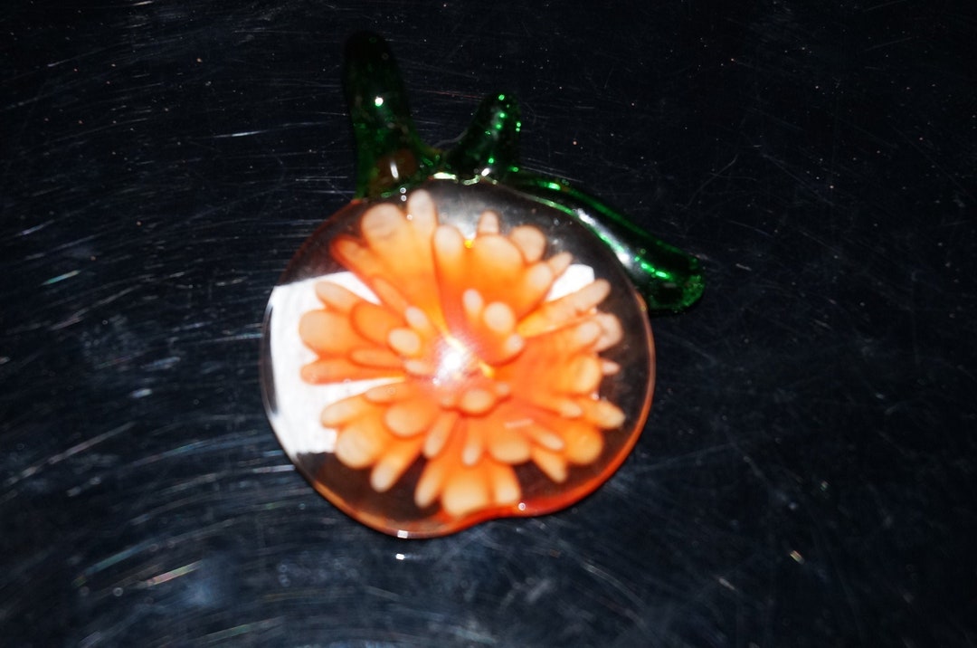 Hand Blown Glass Flower Pendant Etsy