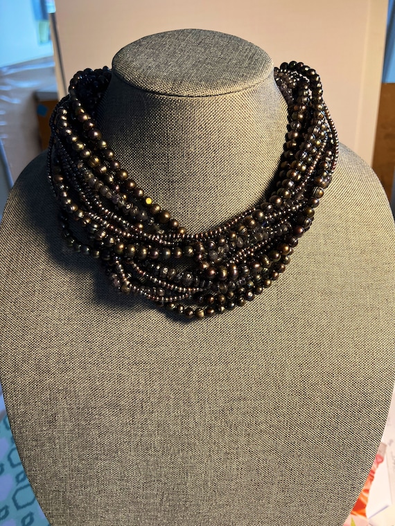Multi Strand Pearl Grey Necklace