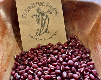 20+ Adzuki Dry Bush Bean Seeds, Veganic (Vegan & Organic), Heirloom, Open-Pollinated, Non-GMO, No-Till