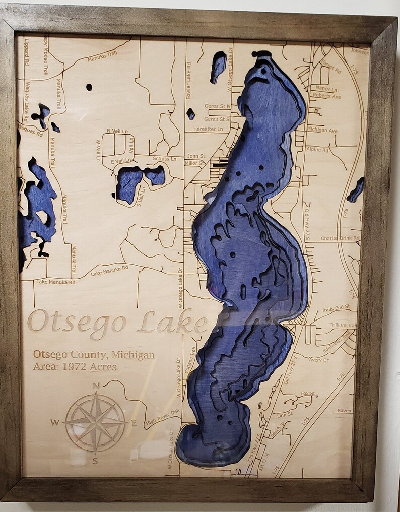 Alum Creek Lake OH Bathymetric Map Etsy