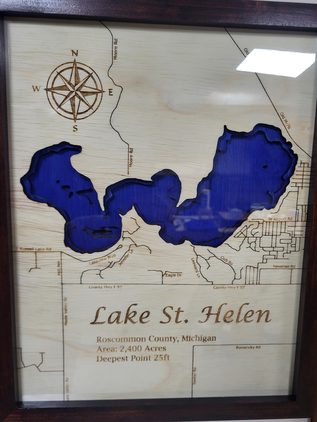 Lake St. Helen MI Bathymetric Map Etsy