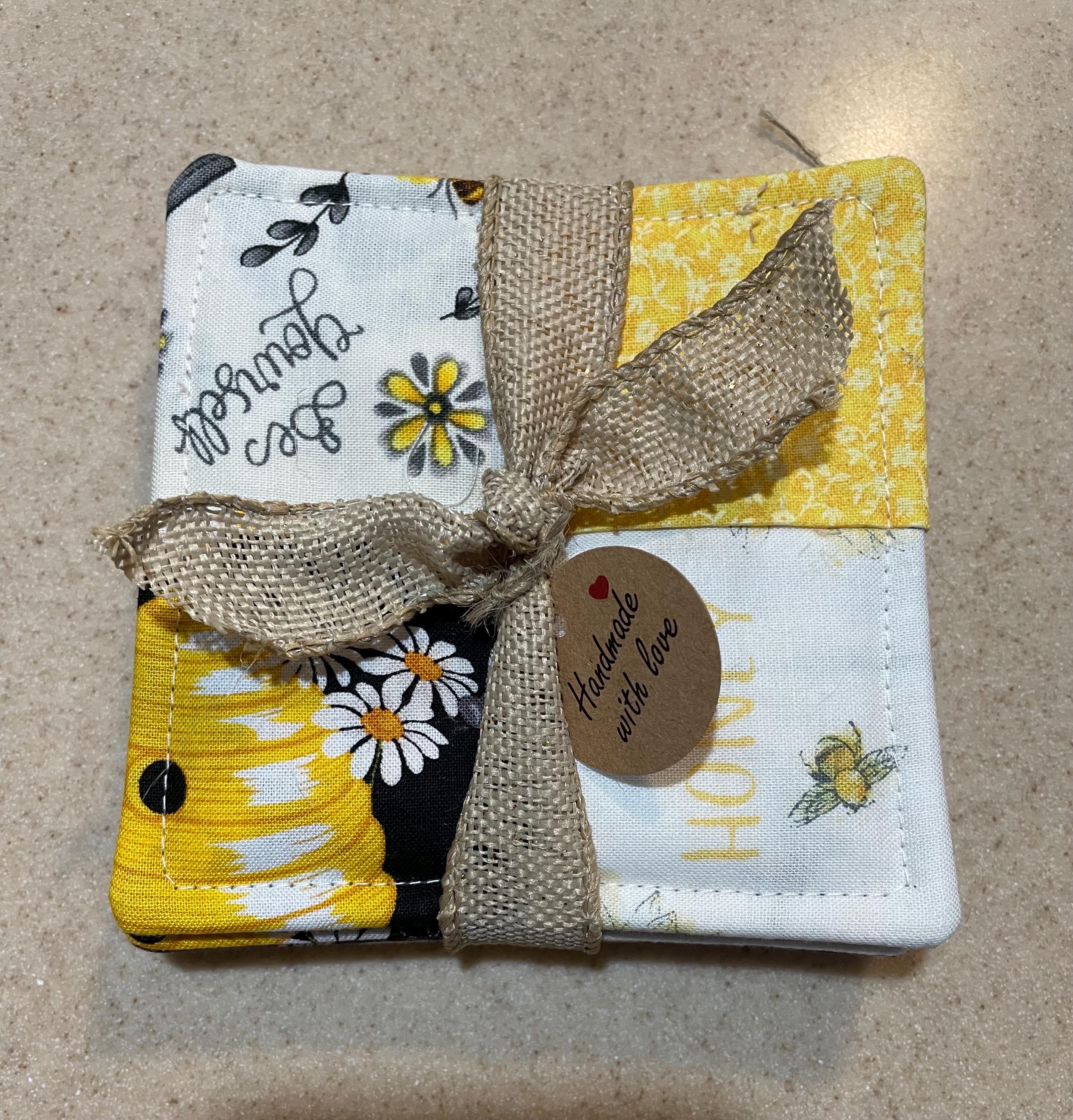 Spring Wool Coasters Anytime Coaster, Spring Time Coaster, Square Fabric Coasters, Set of 4 ...