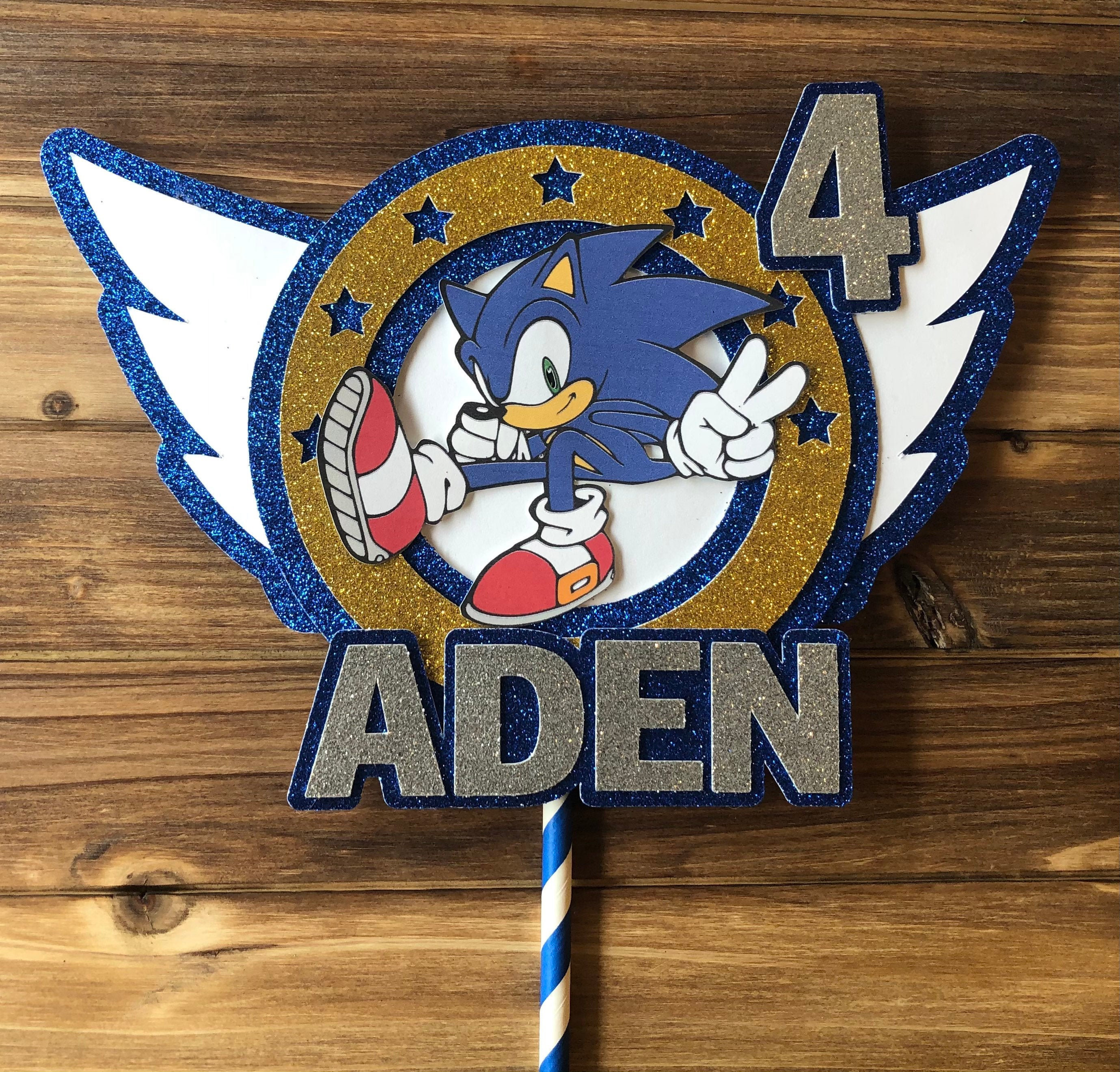 Sonic Birthday Cake Topper/ Personalized Sonic Cake Topper/sonic Cake Topper/sonic  Birthday Party/sonic Party/birthday Cake Topper/cake 