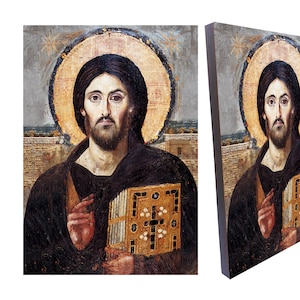 Christ Pantocrator Sinai Icon: Byzantine Orthodox Art on Wood (8.3&#39;&#39;x 11.7&#39;&#39;)
