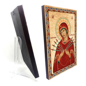 Mother of God Virgin Mary Seven Swords Russian orthodox icon, Seven Arrows Christian orthodox icon