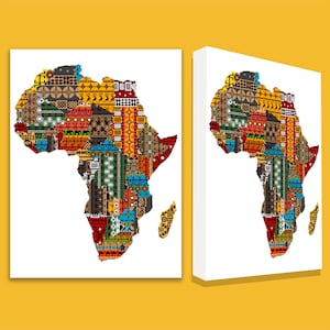 Map of Africa in Pattern Style Framed Canvas print,Wall Art,Africa illustrated map,Home decor Canvas print,11.8''x15.7'' ( 30cmx40cm )