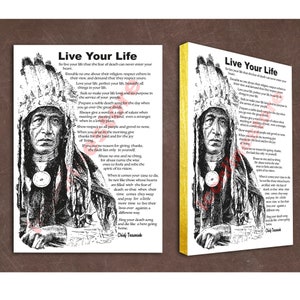 Live Your Life By Tecumseh American Shawnee Chief Motivational Poem,Wrapping canvas wall hanging,Size 11,8&#39;&#39;x 15,7&#39;&#39;