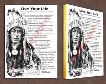 Live Your Life By Tecumseh American Shawnee Chief Motivational Poem, Wrapping canvas wall hanging, Size 11,8''x 15,7''