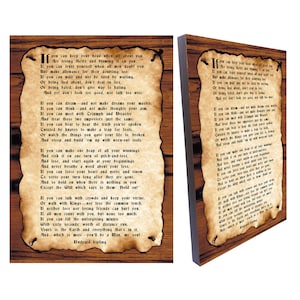IF Poem by Rudyard Kipling wood Wall Art,IF Poem canvas Print on wood,IF Poem Art Print canvas on wood,Size 8.3&quot; x 11.7&quot; (21cm x 29.7cm)