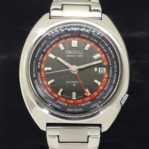 Seiko World Time 6117-6400 Automatyczny GMT JDM Męski Czarny Zegarek Kolekcjonerski