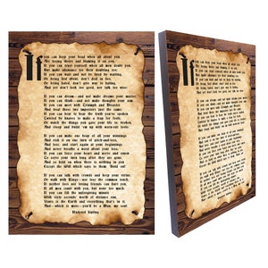 Poema IF de Rudyard Kipling, tela sobre madeira, arte de parede para presente, tamanho 8,3&#39;&#39; x 11,7&#39;&#39;