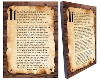 IF Poem by Rudyard Kipling,canvas on wood wall art for gift,Size 8.3''x 11.7''
