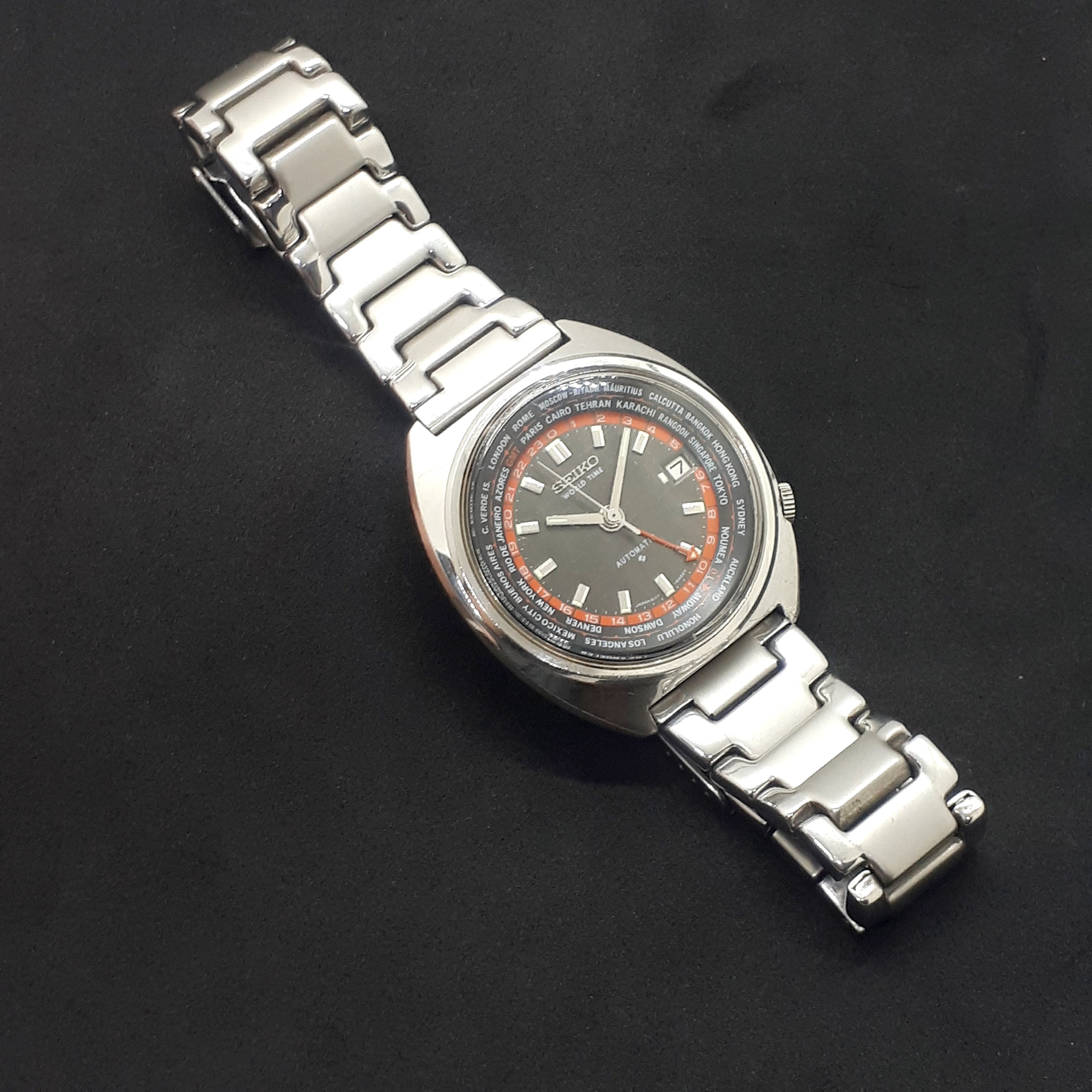 セイコー ワールドタイム 6117-6400 自動巻き GMT JDM メンズ ブラック