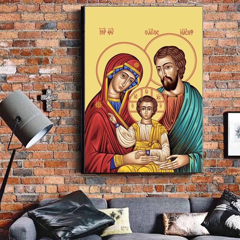 Holy family Icon Orthodox Wall Art Christian art | Etsy