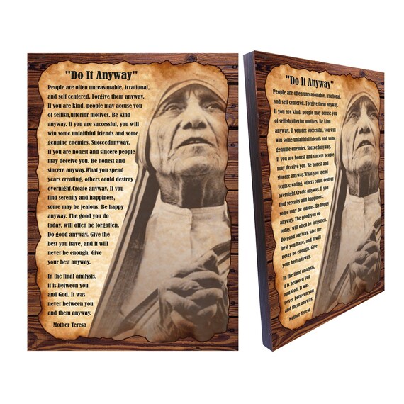 Mother Teresa Do It Anyway Positive Mind Christian Wall Art Etsy