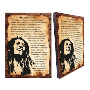 Il n'est pas parfait de poème d'amour de Bob Marley, Bob Marley Quotes positives pour cadeau, taille: 8,3 "x 11,7" (21 cm x 29,7 cm)