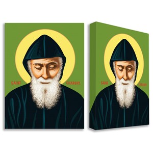 Saint Charbel Makhlouf Icon Framed canvas print,religious icon,christian art icon,11.8&#39;&#39;x15.7&#39;&#39; ( 30cmx40cm )