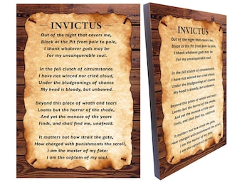 Invictus Poem Wood Sign: William Ernest Henley Wall Art (8.3" x 11.7")