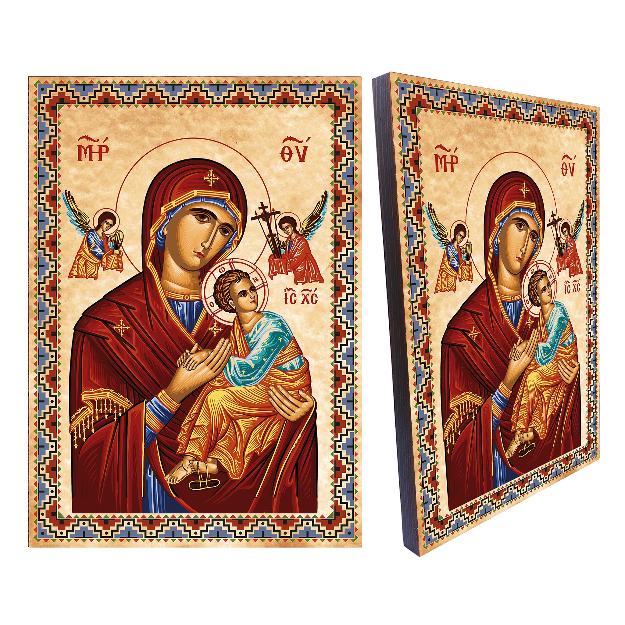 Our Lady of Perpetual Help Wood Icon: Byzantine Orthodox Icon (8.3'' X ...