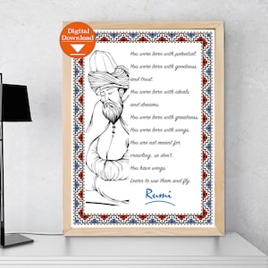 Printable Rumi poetry,inspirational,Jelaluddin Rumi poem instant download