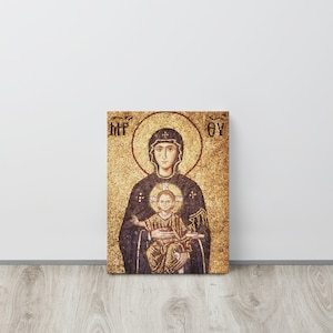 The Virgin Mary with her child Christ mosaic icon from Hagia Sophia,framed canvas print - christian art - Byzantine greek Art Thin canvas