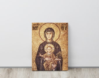 Virgin Mary and Christ Mosaic Icon Framed Canvas - Byzantine Art
