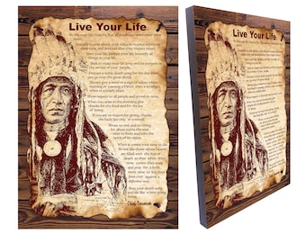 Live Your Life By Chief Tecumseh, American Shawnee Chief Motivational Poem wall art,  Size 8.3 x 11.7 inches