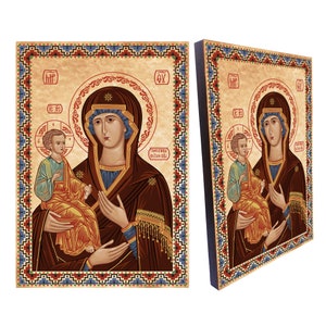 Theotokos of Three Hands Russian Orthodox Icon,Holy Virgin Mary of Three Hands Icon,Blessed Mary Orthodox Icon,size  8.3&#39;&#39; x 11.7&#39;&#39;