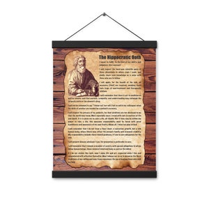 Hippocratic Oath Poster with hangers,Modern Day Louis Lasagna Medical Pledge,Doctor Graduation Gift, 12x16 inches