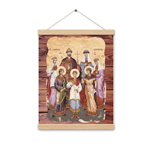 Royal Martyrs Romanov Family Orthodox Icon Poster with Hangers