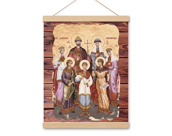 Royal Martyrs Romanov Family Orthodox Icon Poster with Hangers