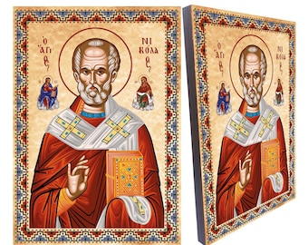 Saint Nicholas of Myra Wooden Greek Orthodox Christian Icon