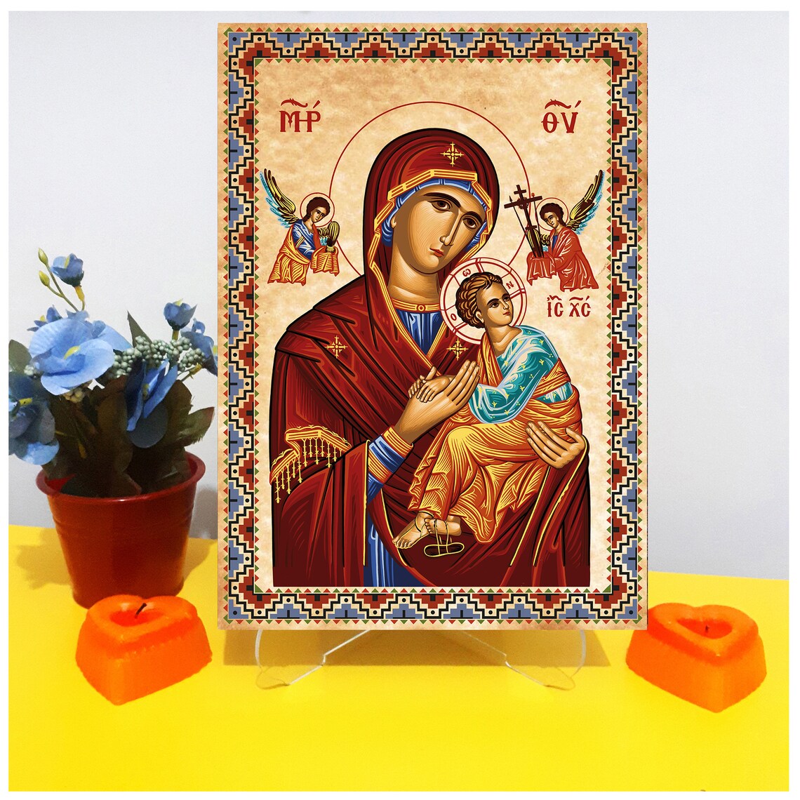 Our Lady of Perpetual Help Wood Icon: Byzantine Orthodox Icon (8.3'' X ...