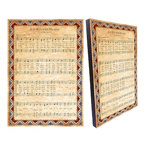 It Is Well With My Soul Wall Art–Vintage Sheet Music art,Christian Hymn Decor,Wood Bible Verse,Rustic Home Faith Gift