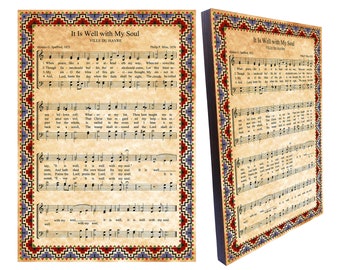 It Is Well With My Soul Vintage Sheet Music wasl hanging, Aged Antique Hymn, Inspirational Quote, Size 8.3''x 11.7''