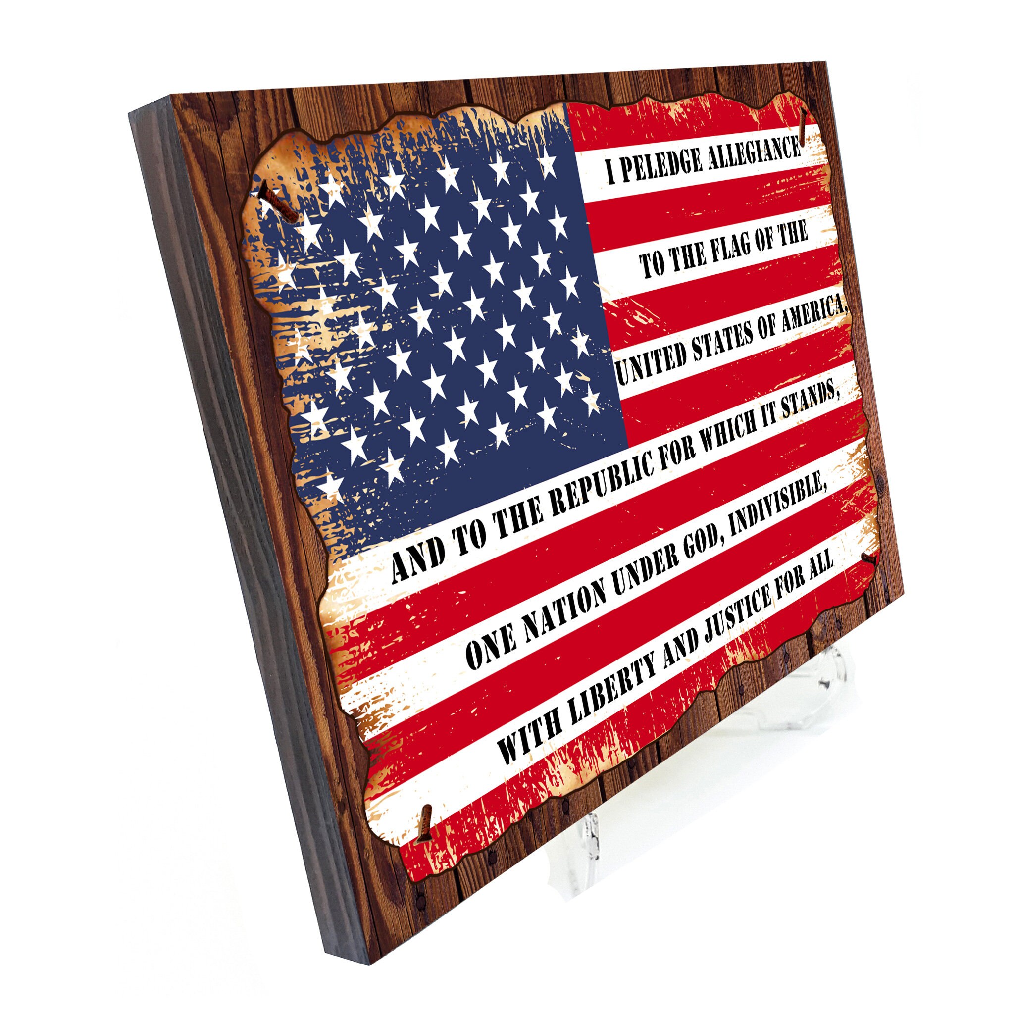 American Flag Pledge Of Allegiance Canvas On Wood Home Decor Etsy American Flag Pledge Of Allegiance Canvas On Wood Home Decor Etsy