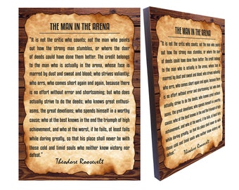 The Man In The Arena Quote Wall Art, Theodore Roosevelt Daring Greatly Inspirational Wall Art, size 8.3'' x 11.7''