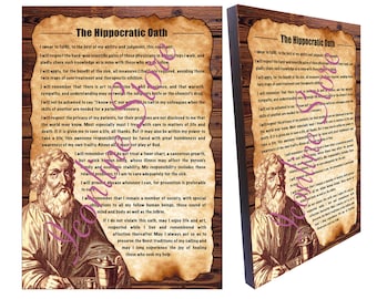 Hippocratic Oath Canvas Print on Wood, Doctor Gift (8.3''x 11.7'')