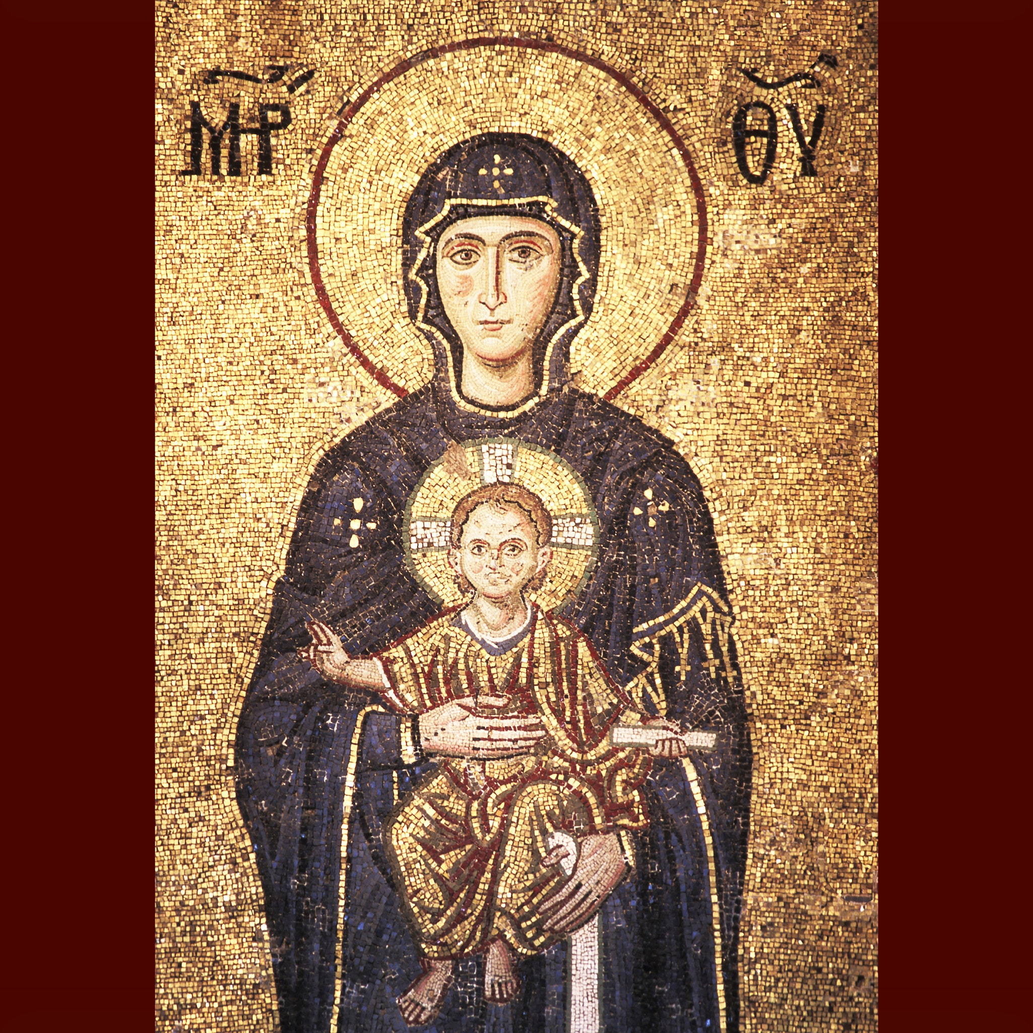 Mosaico bizantinola Virgen María con su niño Cristo de Santa Etsy México