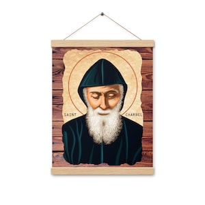 Saint Charbel Icon,Mar Charbel Makhlouf religious icon Poster with hangers 12x16 inches